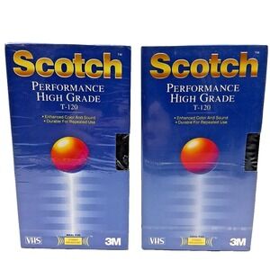 NEW 2pk Scotch VHS Tape T-120 PHG Performance High Grade Videocassette SEALED